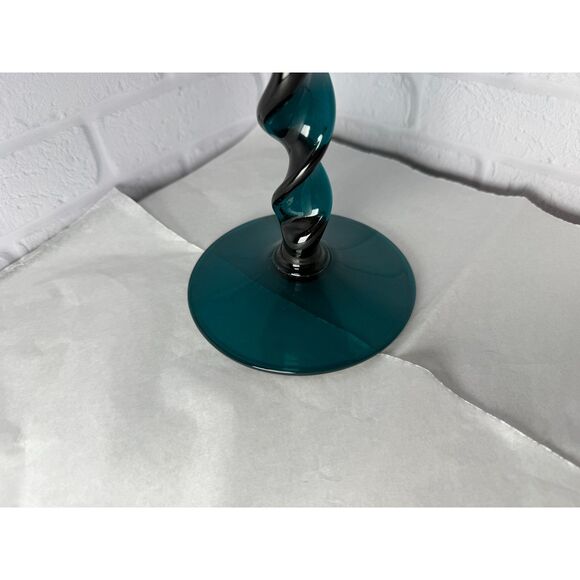 Vintage Empoli Glass Teal Peacock Blue Circus Tent Apothecary Jar - Picture 9 of 9